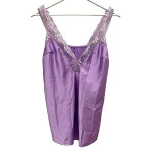 Izzy Slip Womens Size L Purple Satin Lace Chemise Italy Sleepwear Lounge Cami